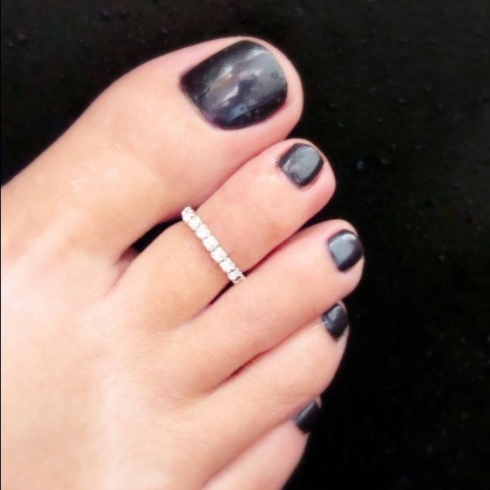 Rhinestone ring for finger or toes stackable silver diamond stretchy toe y2k